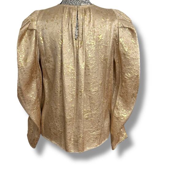 Ulla Johnson Size 0 Gold Silk Lurex Puff Sleeve Blouse Top - Picture 8 of 8